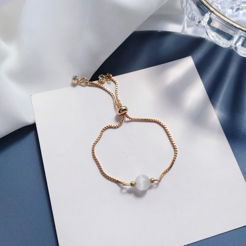 

Sweet Jewelry Chain Bracelet 2020 New Design White Opal Charm Bracelet For Women Jewelry Gifts Adjustable Bracelet Wholesale