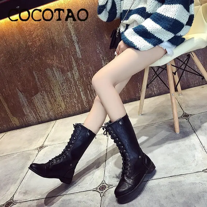 Restore Ancient Ways Female Boots Canister Boots In The Manual Of New Fund Of Autumn Winters Is Low With Martin Boots With - Цвет: Black