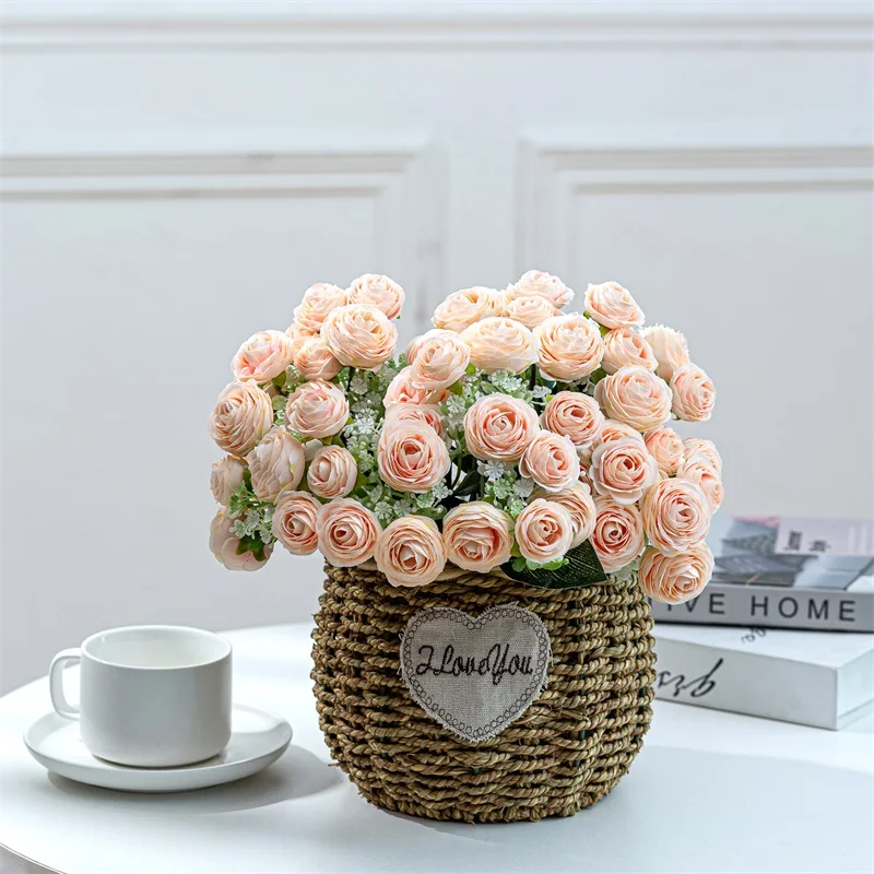 10 Heads Tea Rose Artificial Flowers Bouquet For DIY Wedding Party Christmas Decoration Fake Flower Silk Home Decor | Дом и сад