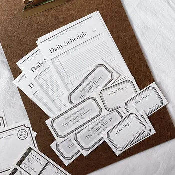 

28PCS Retro Diary Schedule Plan Label Simple Border Notes Diy Scrapbooking Decoration Stickers Junk Journal School Supplies