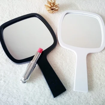 

Acrylic Makeup Mirror Portable Handheld Mirror Square Black White Looking Glass Beauty Accessories Mirror with Handle Home Decor
