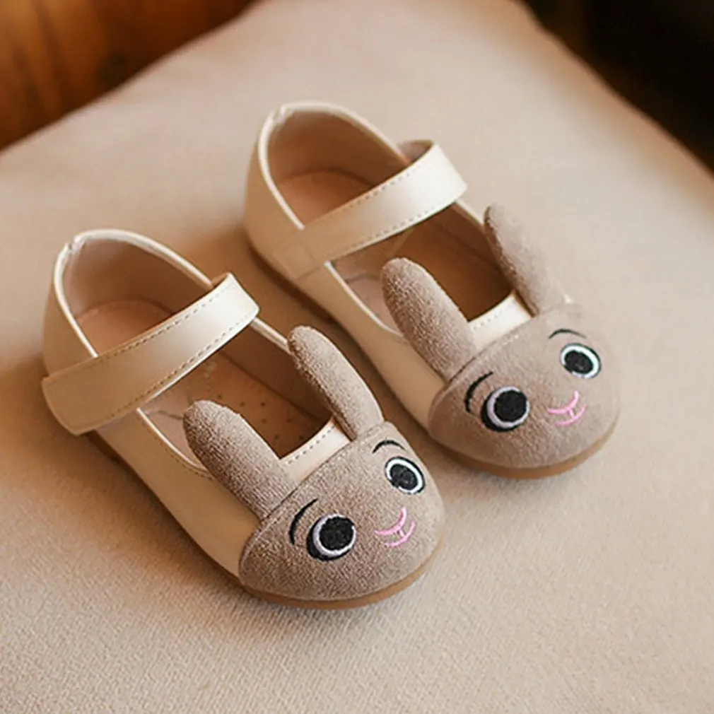 Spring Autumn Baby Girls Anti-slip Cartoon Rabbit Printing Shoes Magic Sticker Casual Female Children Low-cut Shoes