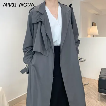 

2020 Autumn Design French Non-Mainstream Top All-match Loose Strap Waist Hugging Trench Coat Women's Woman Coat Fashion Coats