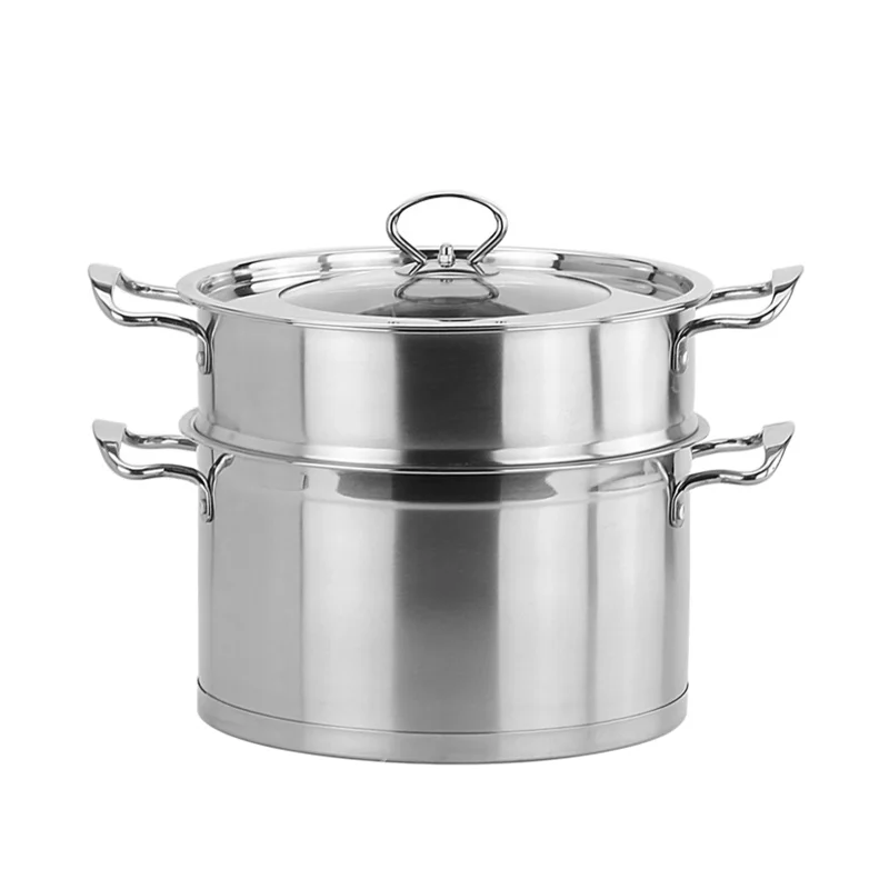 

28cm 2-Layer Stainless Steel Cooking Pot Mini Non Stick Steamer Pot Soup Rice Steamer Cooker Food Steamer Boiler Cooking Pot