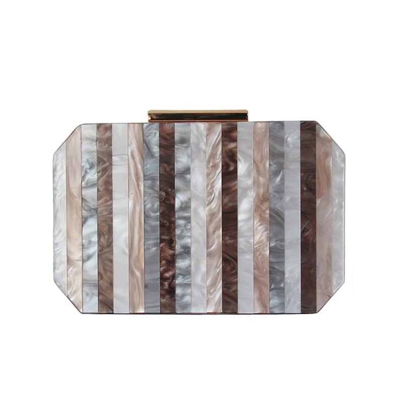 

Patchwork Mixed Colors Acrylic Clutch Bag Women Fashion Box Waterproof Crossbody Bags with Chain Evening Party Clutch Sac