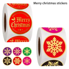 

500Pcs Merry Christmas Stickers Red Gold Snowflake Design Labels For Christmas Gift Decor Labels Scrapbooking Stationery Sticker