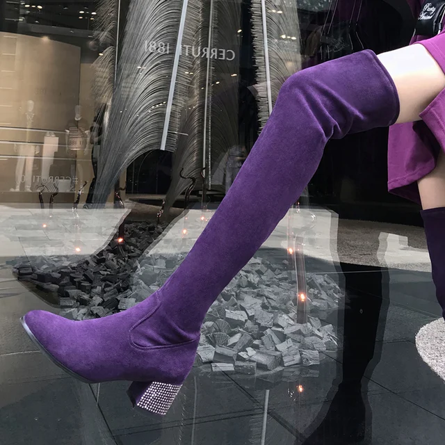 purple boots knee high