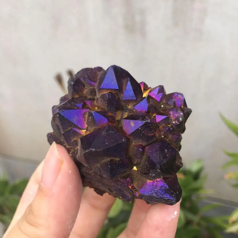 Натуральный Красный титана аура кластеры рок камни и кристаллы Druzy минеральные