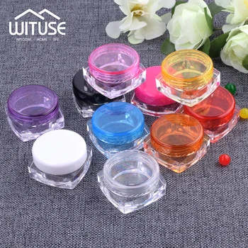 

100Pcs Plastic Jar Square 3g 5g Cosmetic Containers Eyeshadow Cream Box Small Sample Makeup Sub-Bottling Nail Powder Case
