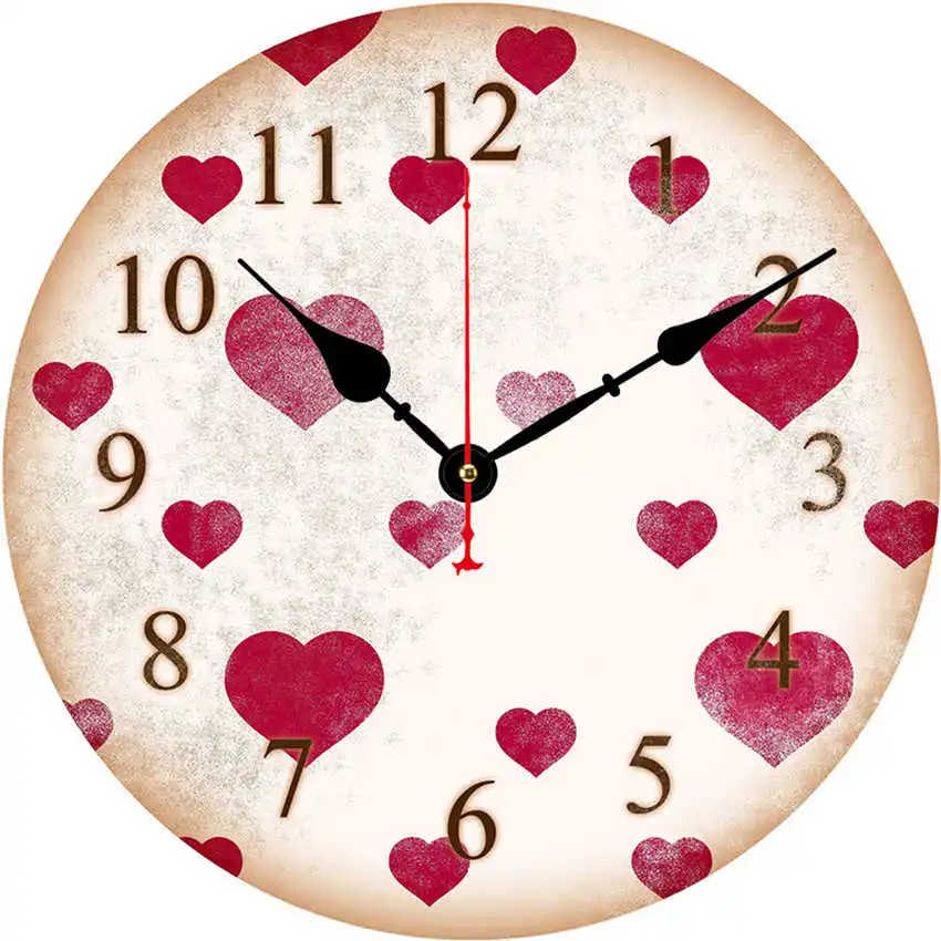 Настенные часы RIHE с надписью Love Heart деревянные картонные настенные розового