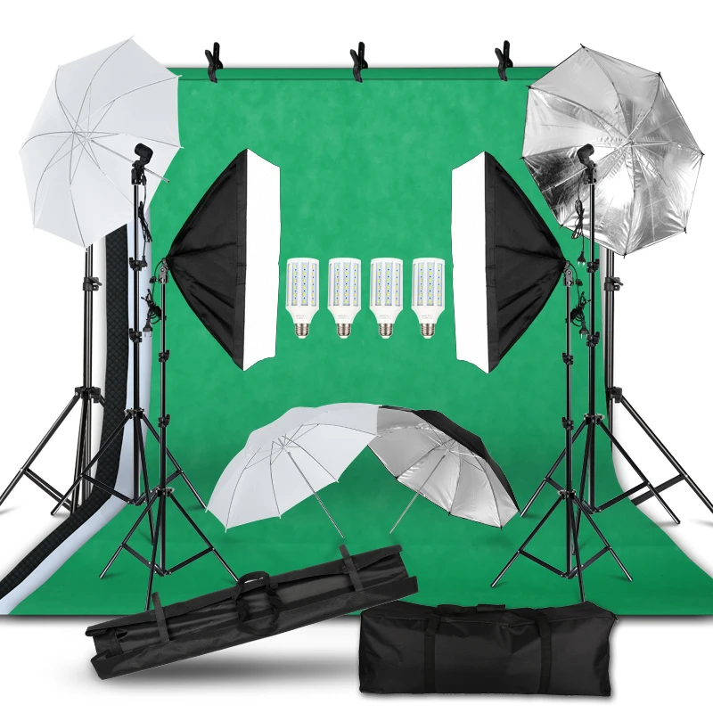  Photography Photo Studio Light Kit 2x3M Background Backdrop Stand Softbox Lighting Kit Umbrella Lig