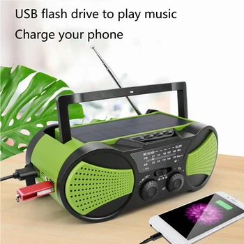 

Digital Weather Radio Power Bank Music Player Camping Travel Hand Crank Outdoor Emergency Portable Multifunctional Solar Powered