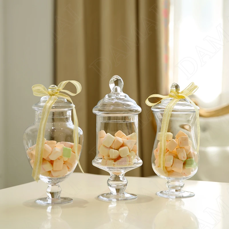 Bocal de rangement en verre avec couvercle, bocal Transparent pour bonbons,  organisateur de fruits secs, décoration de la maison, ornements modernes -  AliExpress