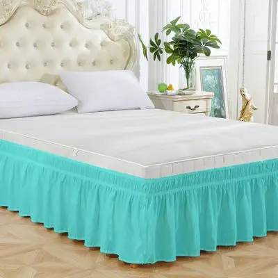 Light Blue Эластичная юбка с рюшами для кровати, легкая посадка, обмотка вокруг мягкой Твин, полный размер кровати - Цвет: Light Blue