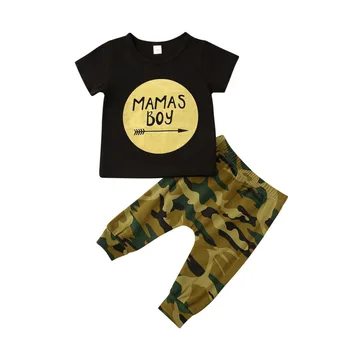 

Newborn Infant Baby Boys 0-24M Clothes Sets Letter Short Sleeve T Shirts Tops Camouflage Pants 1 order