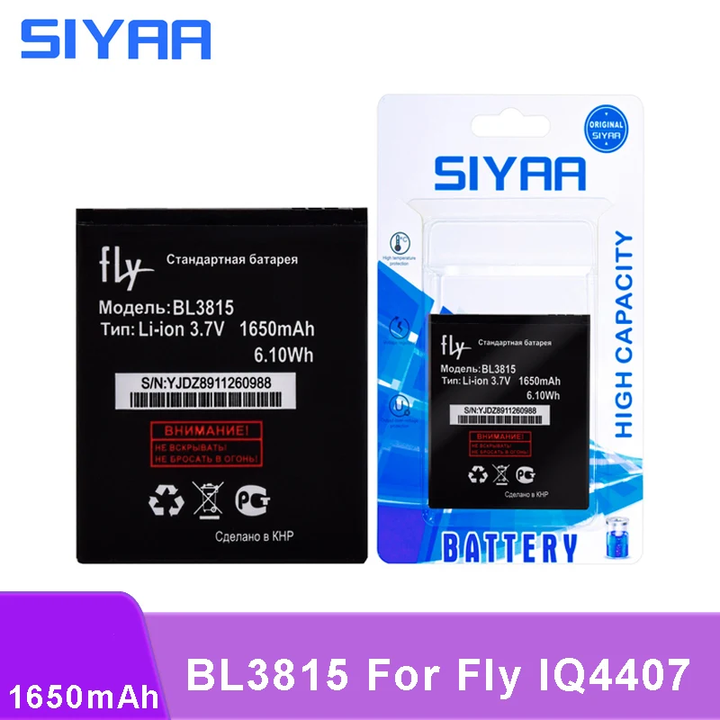 Мобильный телефон SIYAA BL3815 аккумулятор для Fly IQ4407 IQ 4407 Li-Ion 3 7 В 1650 мАч сменные