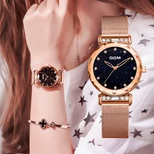 

DOM Luxury Starry Sky Watch Woman Black Watches Fashion Casual Female Wristwatch Waterproof Steel Ladies Dress WatchG-1245GK-1M2