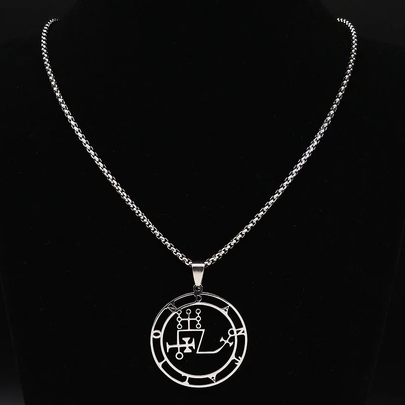 Stainless Steel Dantalion Seal Pendant Necklace in Silver Finish