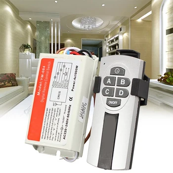 

Yam Digital Wireless Wall Switch Splitter Box + Remote Control 4 Port Way Light Lamp