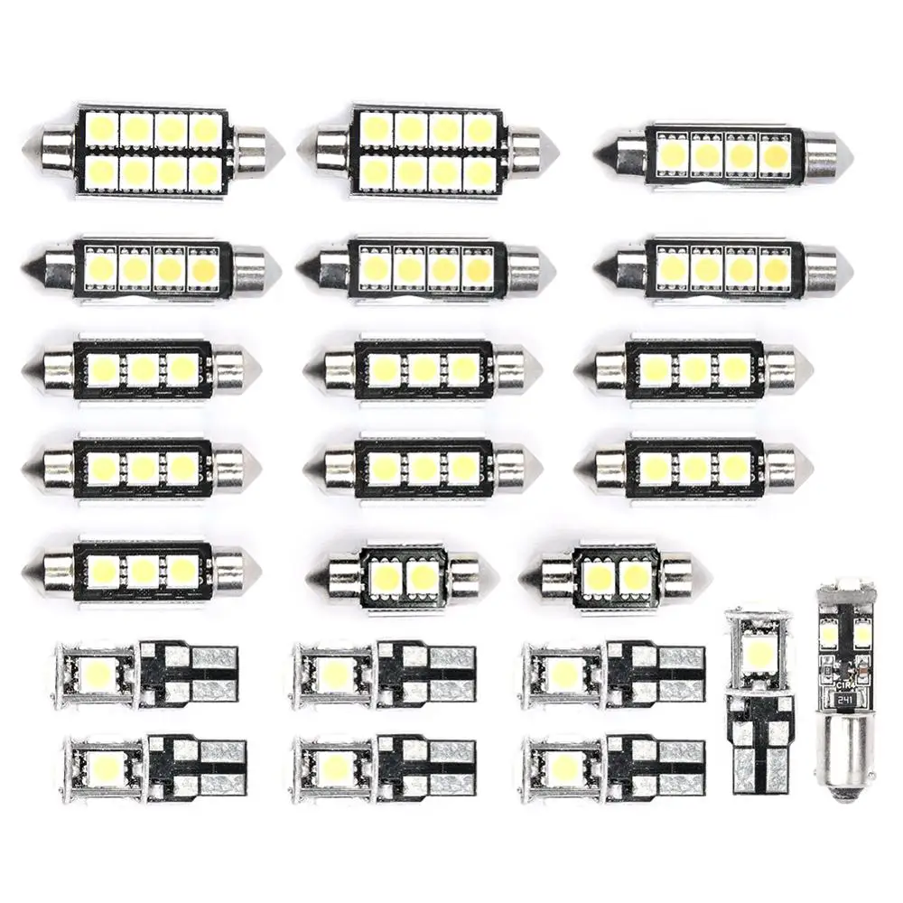 

23pcs/set White Car Interior LED Light Bulb Kit For Golf 6 For MK6 2010 - 2015 Front/Rear Dome Replacement LED Car Lamp Hot