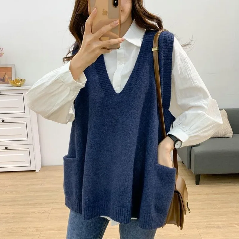 Popular 4XL Women Sweater Vest V-neck 