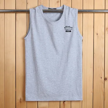 

Summer Sleeveless Vest Men's Pure Cotton Crew Neck Wide Shoulder T-shirt Men Plus-sized Waistcoat Thin Elasticity Tank Top