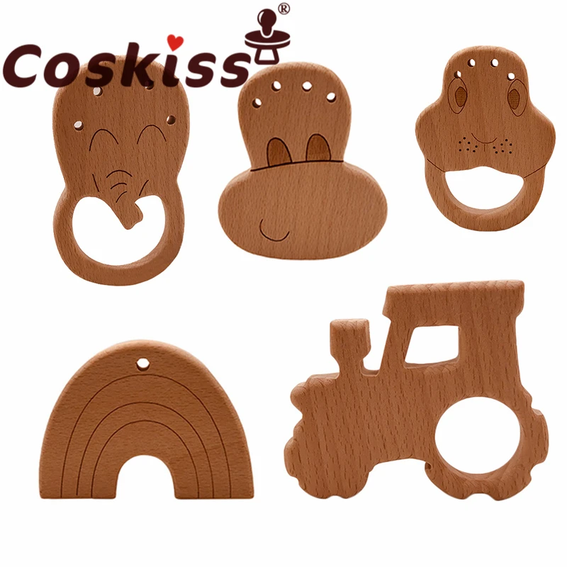 

Coskiss 10pcs Beech Wooden Toys DIY Crafts Baby Teether For Making Rattles Educational Toy Wooden Teether For New Born Teether