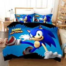 Juego de cama 3D, juego de edredón con diseño impreso en 3D, tamaño King Queen, doble, triangulación de envíos, Boy gife Sonic * 2