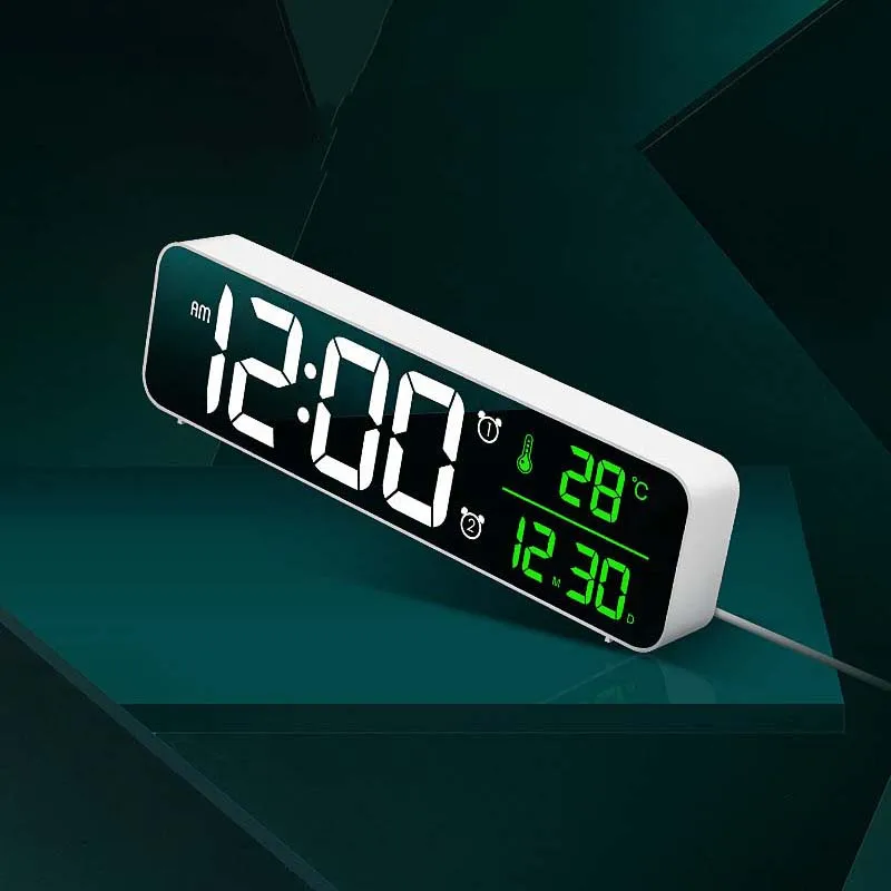 Reloj despertador Digital LED de música larga, despertador electrónico con pantalla de fecha y temperatura, Decoración de mesa para el hogar y Escritorio image_2