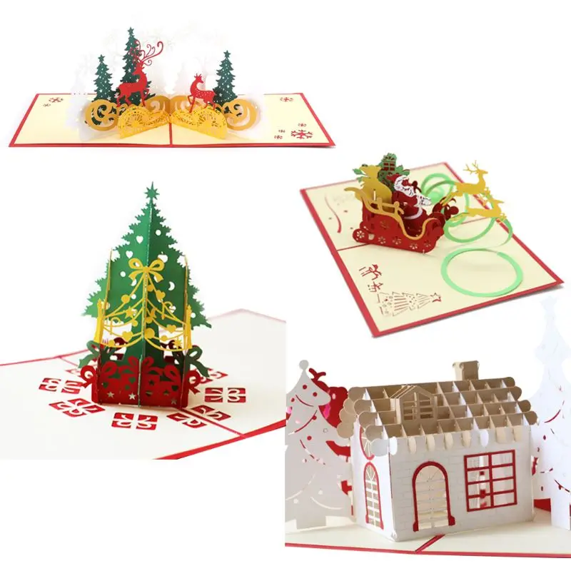 Christmas Jingle bells 3D Pop Up Holiday Greeting Cards Christmas Gift