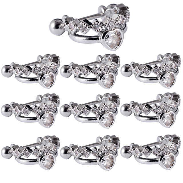 Surgical Steel Barbell CZ Gem Hoop Ear Tragus Cartilage Helix Earrings Ear Studs Ear Cuff Rook Woman Lobe Piercing Jewelry