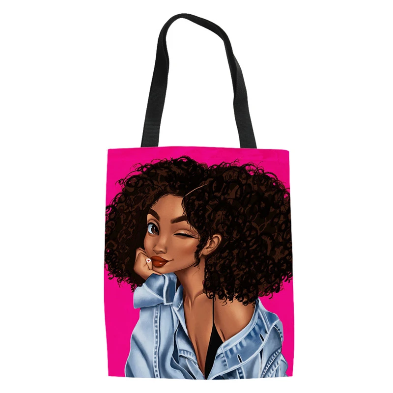 cliff Atlantic Influence Shoulder Canvas Bag African Black Girls Design Reusable Grocery Bags For  Shopping Fashion Tote Bolsas Ecologicas Reutilizables - Shopping Bags -  AliExpress