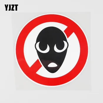 

YJZT 12.4CMX12.4CM Prohibit Alien PVC Decal Extraterrestrial Life Car Sticker Label 11B-0136