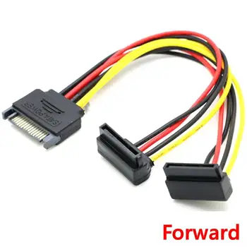 

right angle 1 to 2 way 15Pin SATA power extension cable male to dual female SATA SSD power port multiplier 20cm best price