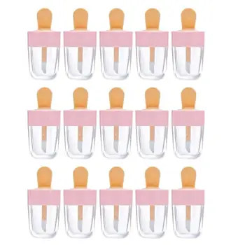 

15PCS Empty Lip Gloss Tube Ice-cream Shaped Lipgloss Containers Plastic Lip Balm Tube Reusable Bottles Containers