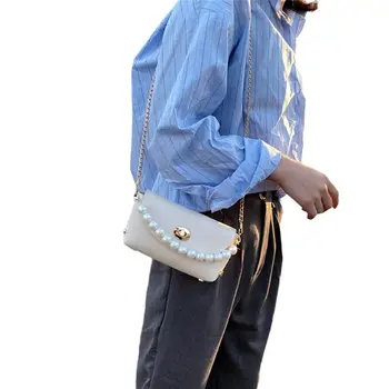 

Pu Leather Crossbody Bags Women 2020 New Totes With Pearl Handle Mini Chain Shoulder Messenger Bag Purses