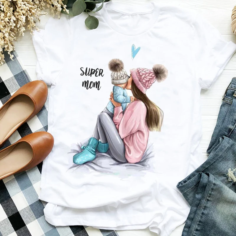Женская рубашка 90s милая футболка с рисунком Love Mama одежда для мамы и дочки