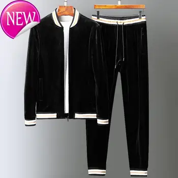 

suit Men's velvet (Sweatshirt + pants), high-end sportswear, men's collar,