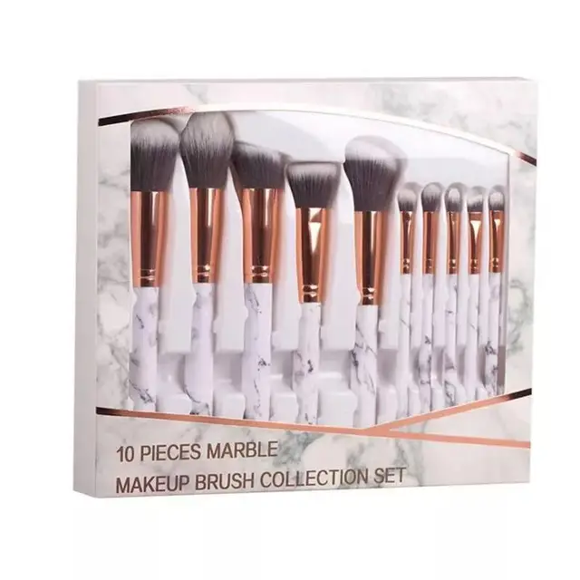 10 Pcs professional makeup brush Set tools Powder Foundation Eyeshadow Lip Eyeliner Blush Marble Face Makeup Brushes 5