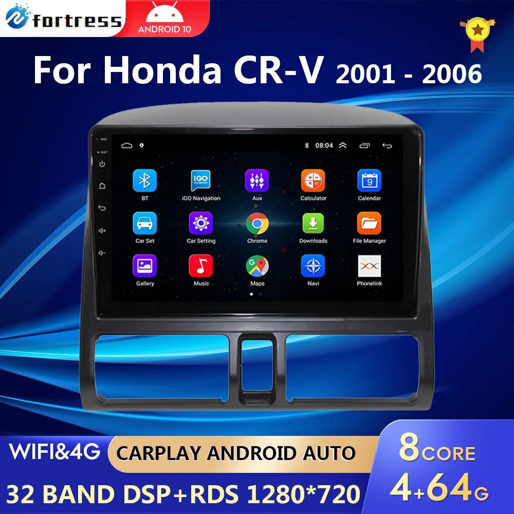Autoradio Android 2 Din Per Honda Crv Cr-V 2001-2006 Autoradio Lettore Multimediale Navigazione Wifi Fm Bt Gps Autoradio Unità Principale
