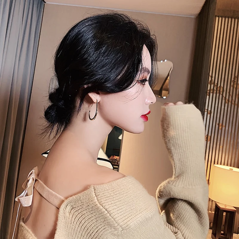 2021New Trendy Goldon Metal Oval Hoop Earrings For Women Korean Fashion Lady Party Luxury Drop Earrings Girl's Daily Accessories