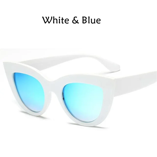 Новинка, кошачий глаз, женские солнцезащитные очки, тонированные цветные линзы, Мужские Винтажные Солнцезащитные очки в форме, женские очки, синие солнцезащитные очки, фирменный дизайн - Цвет линз: 2