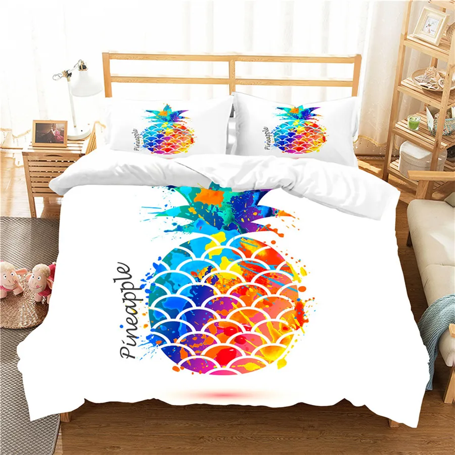 

A Bedding Set 3D Printed Duvet Cover Bed Set pineapple Home Textiles for Adults Bedclothes with Pillowcase #BL22