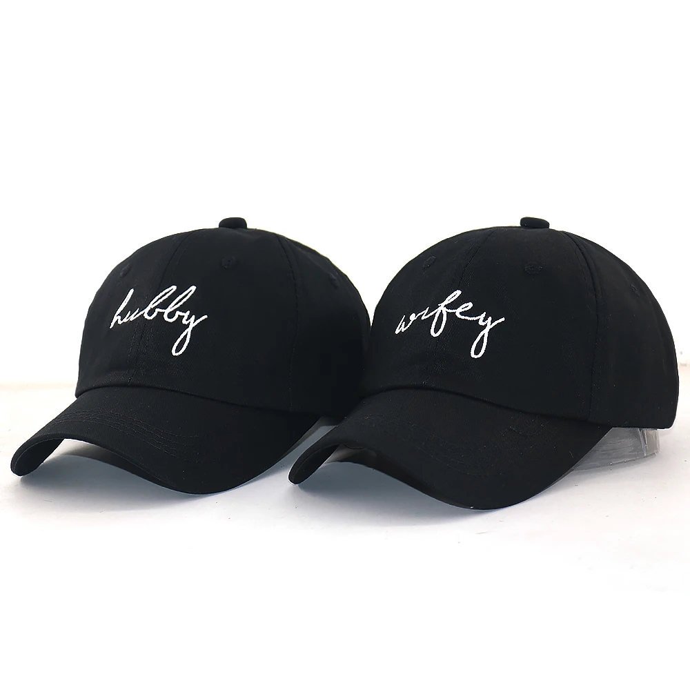 Шляпа для пар модные бейсболки с вышитыми буквами из 100% хлопка регулируемая