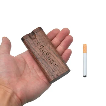 

COURNOT Rose Wood Dugout Digger One Hitter Pipe Natural Wood Stash Box with Ceramic One Hitter Smoking Hand Pipe Accessories