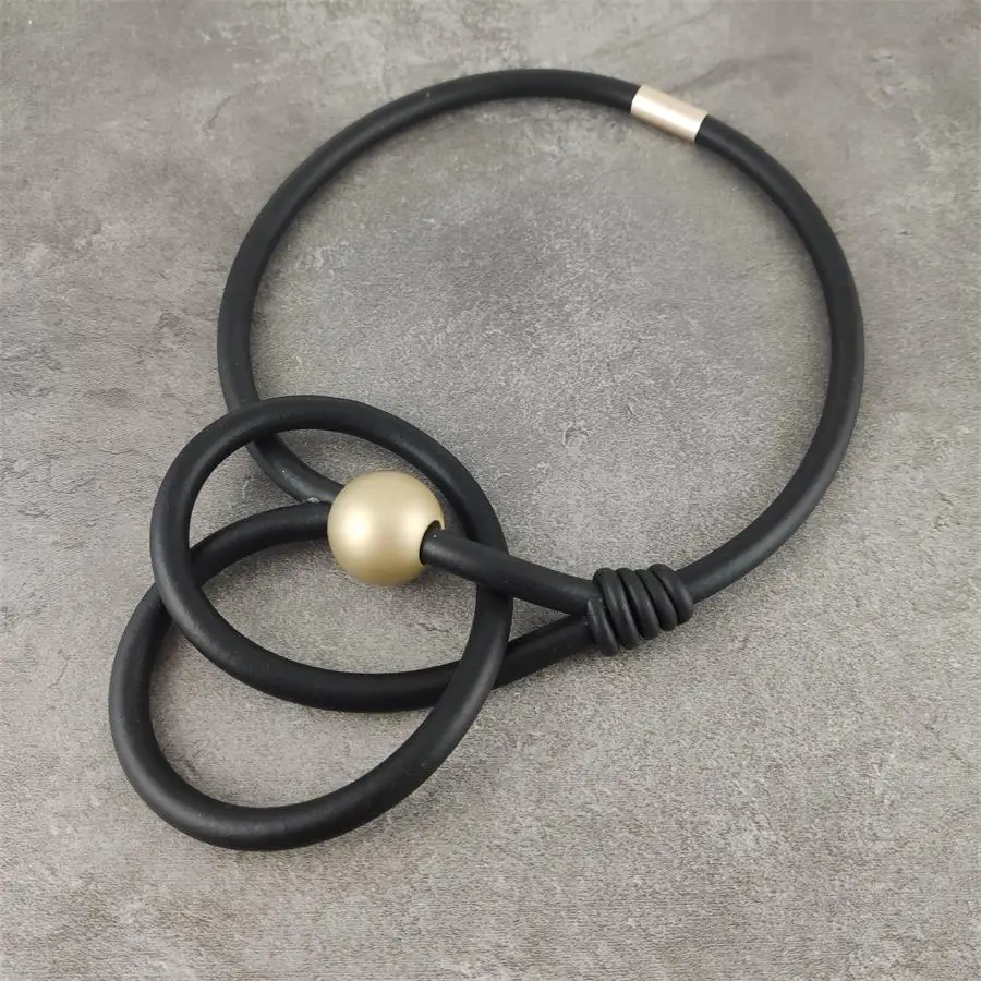 Новое дизайнерское ожерелье модное Трендовое большое металлическое круглое резиновое легкое ожерелье с подвеской для женщин - Metal Color: style 11