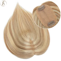 TESS Women Topper 6x9cm Hair Clips Hair Toppers Natural Hair Wigs 100% Human Hair For Women Silk Base Clip In Hair Extensions