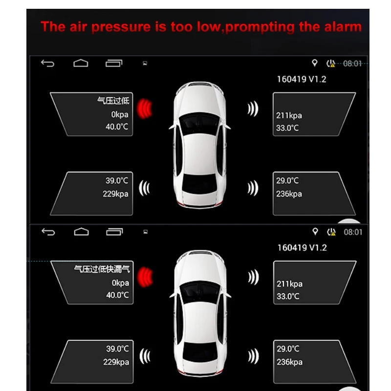 Liandlee TPMS Car Tire Pressure Accessories Monitoring System Display Sensors Android Navi Tyre Pressure Alarm USB External