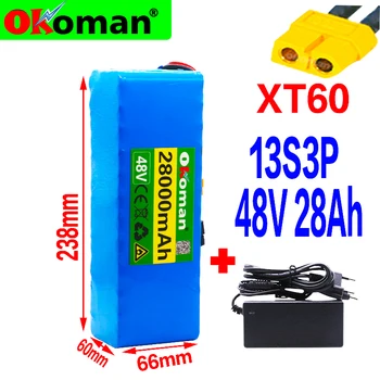 

48V battery 13s3p 28Ah battery pack 1000W high power battery Ebike electric bicycle BMS with xt60 plug +charger