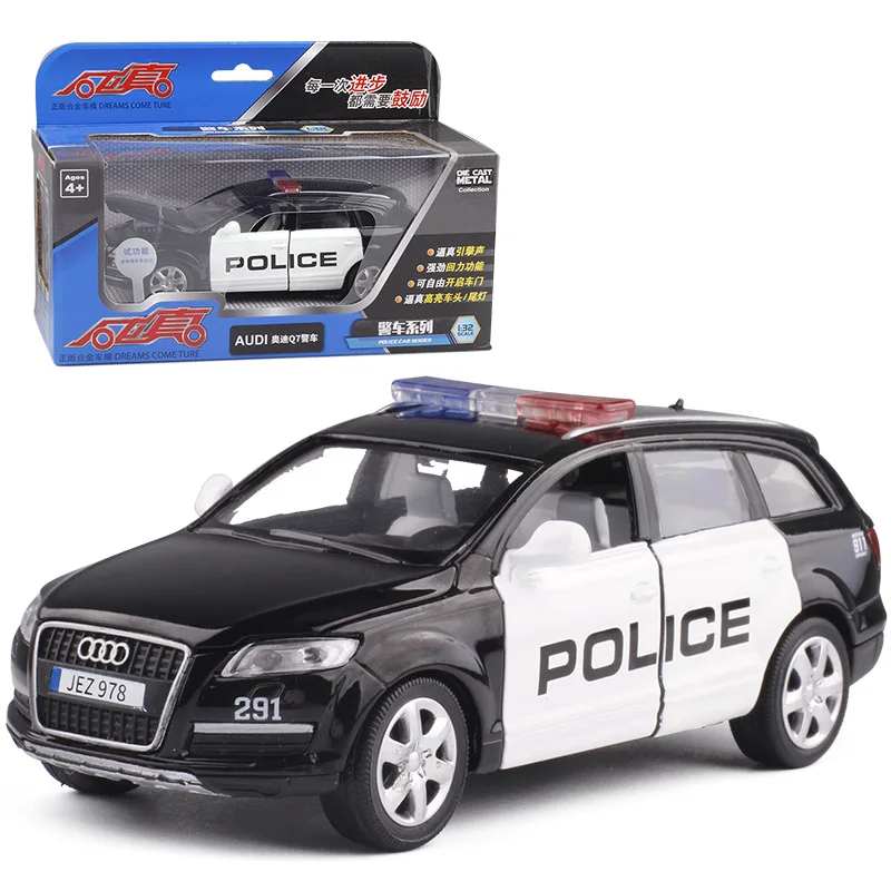 1:32 высокое моделирование Audi Q7 сплав автомобиль полицейский автомобиль со звуком и светом оттягивающаяся назад модель игрушки для детей Подарки - Цвет: 88310JB with box